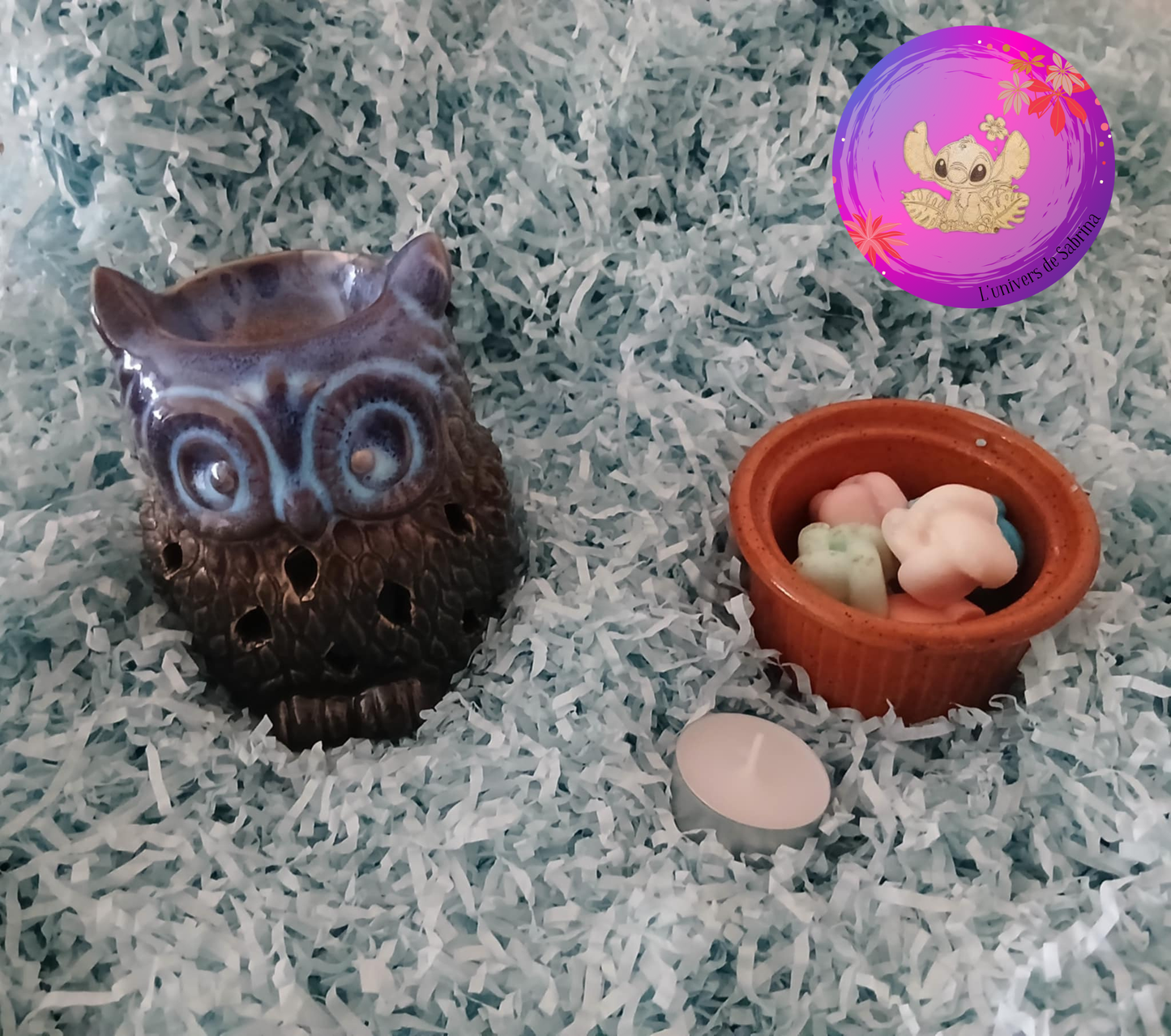 LOT BRÛLEUR CHOUETTE NOIR ET BLEU