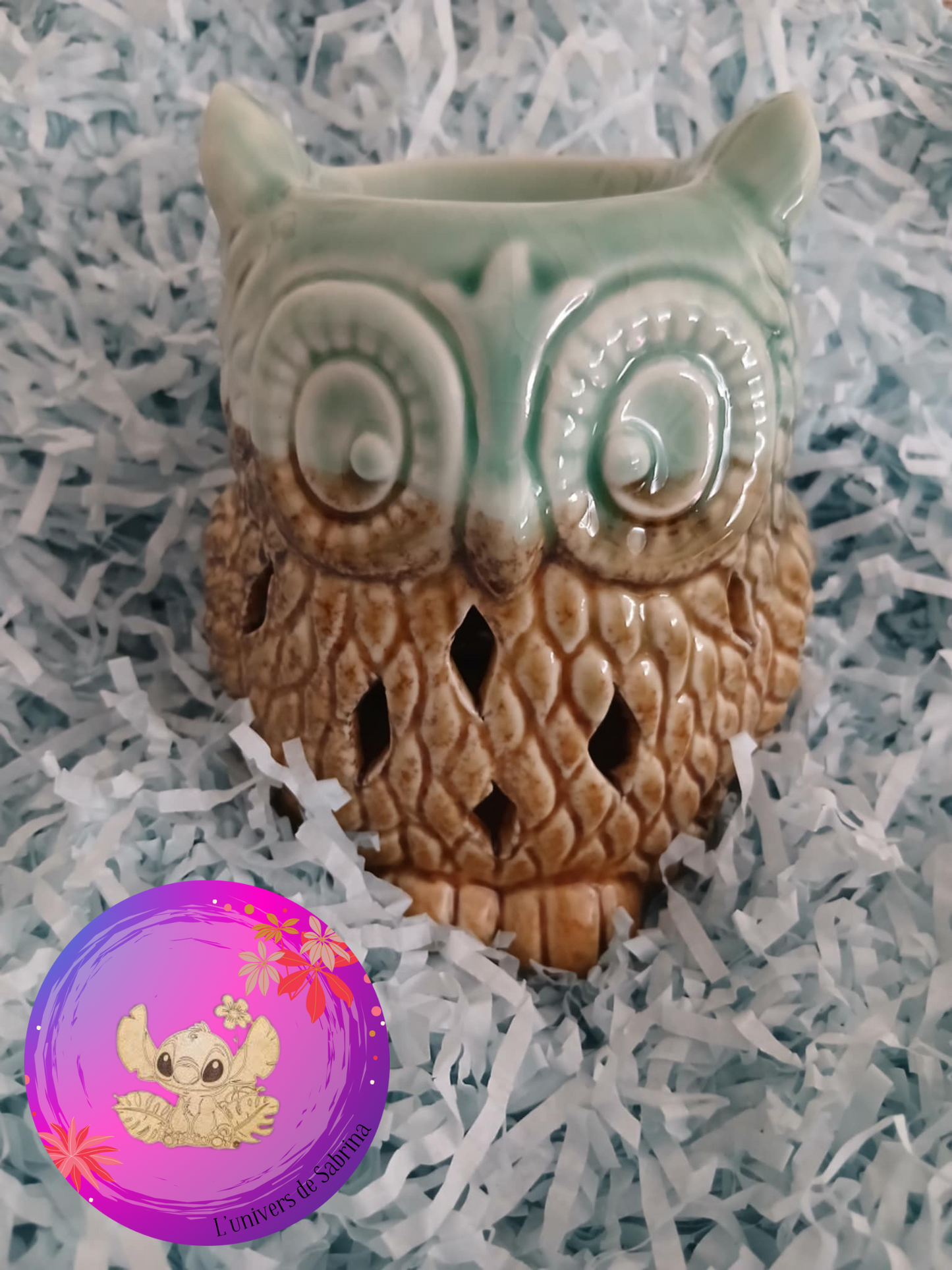 BRÛLEUR CHOUETTE MARRON TURQUOISE